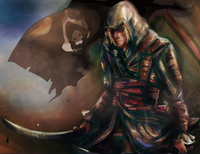 Edward Kenway from Assassin's Creed with sabers