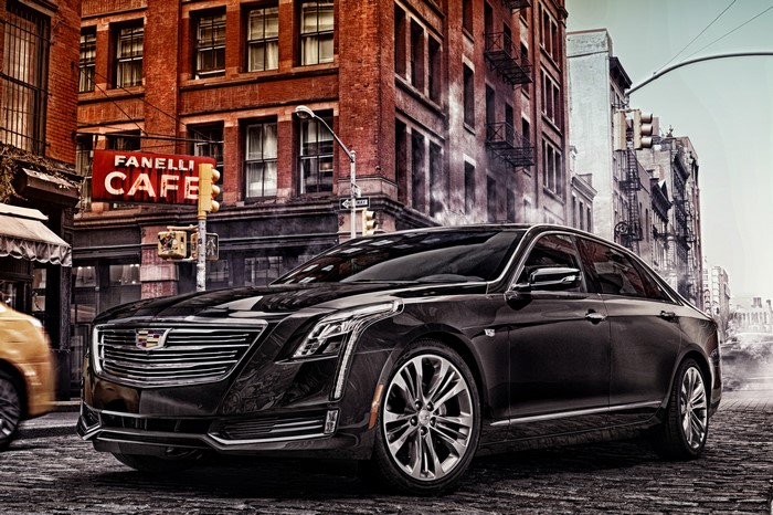 Black Cadillac CT6 on a City Street