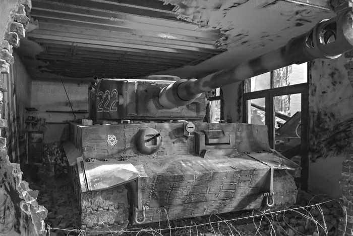Tiger I tank in a destroyed building