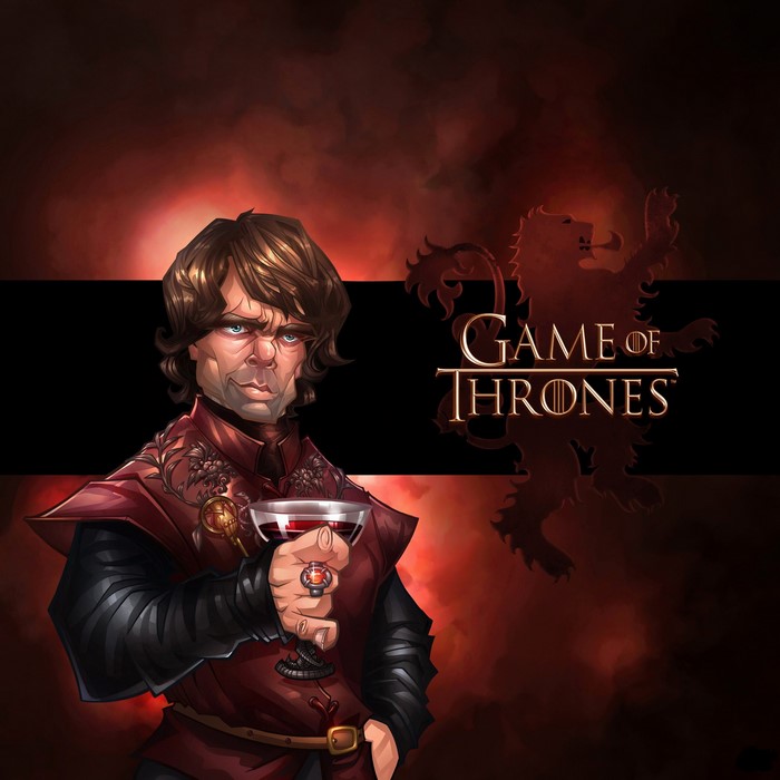 Tyrion Lannister from Game of Thrones holding wine