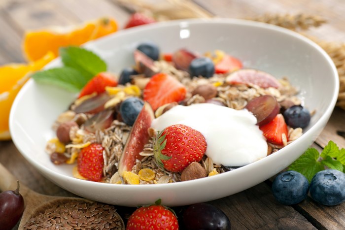 Muesli with Strawberries and Blueberries