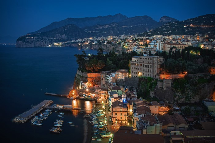 Sorrento coast at night from above