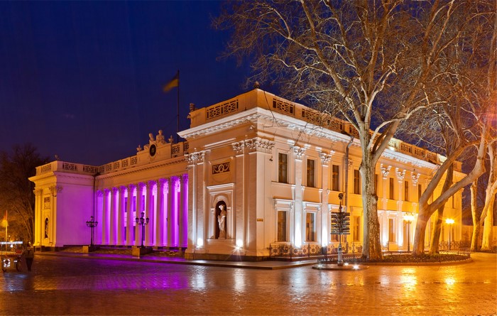 Odessa Opera and Ballet Theater at night
