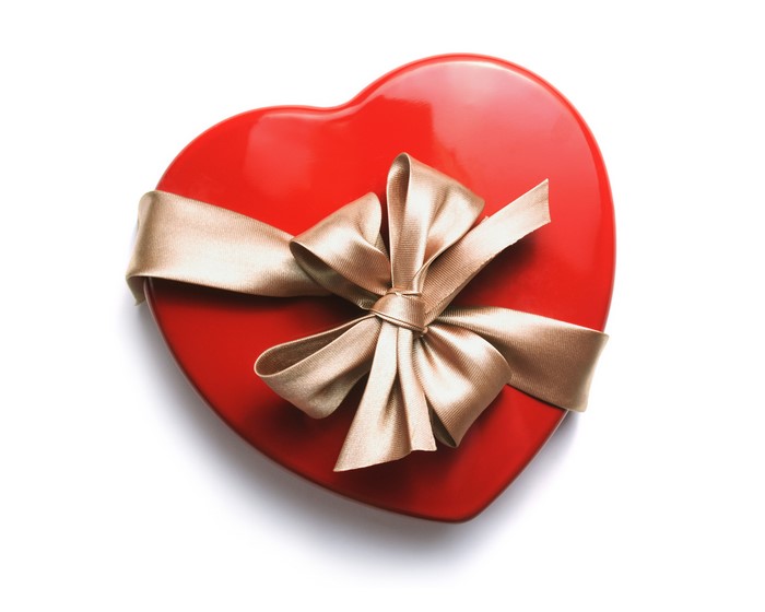 Red Heart Gift Box with Gold Bow