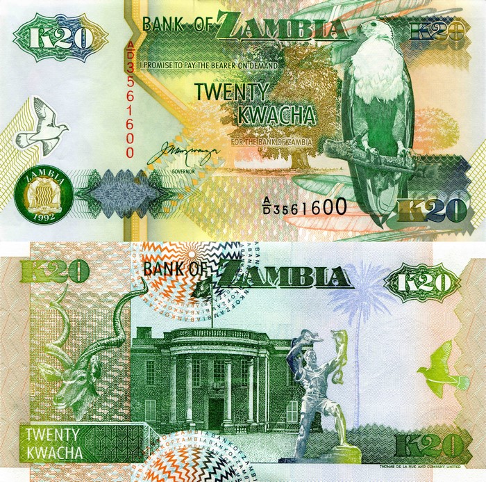 20 Kwacha Bank of Zambia banknote