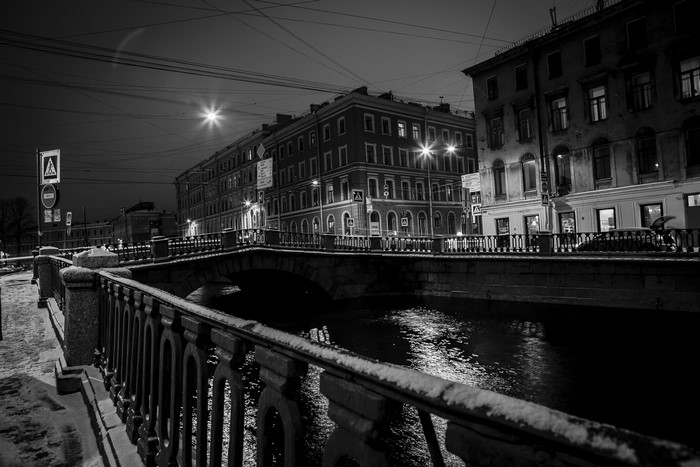 St. Petersburg Russia Canal Bridge at Night