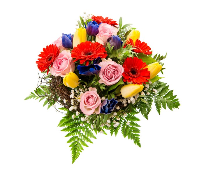 Bouquet of Roses, Gerberas, and Tulips