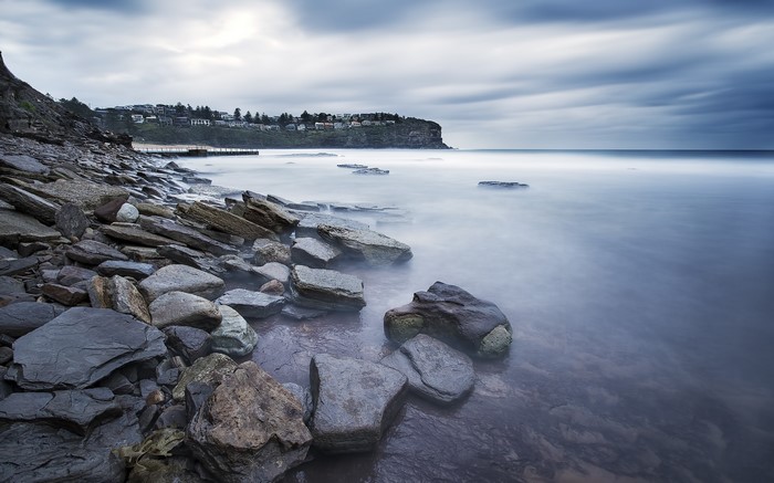 Stones on the coast of Whale Beach, Sydney, Australia