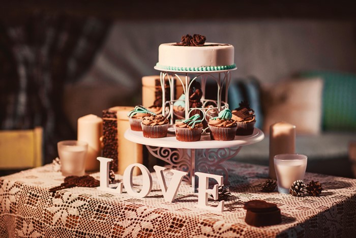Love cake and cupcakes display