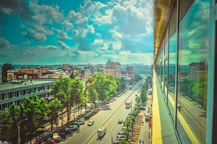 4K Cityscape with Road and Clouds by Vladimir Silaev