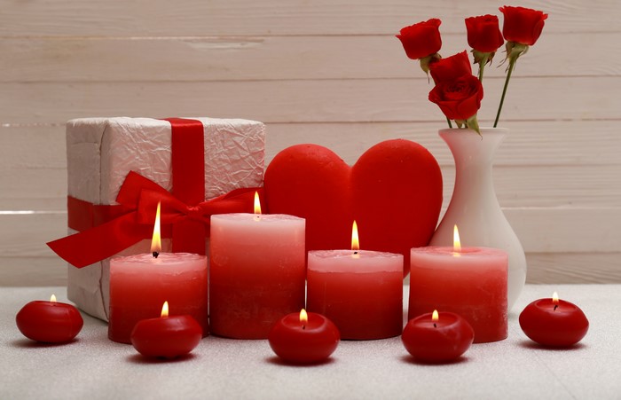 Valentine's Day Gift with Roses and Candles