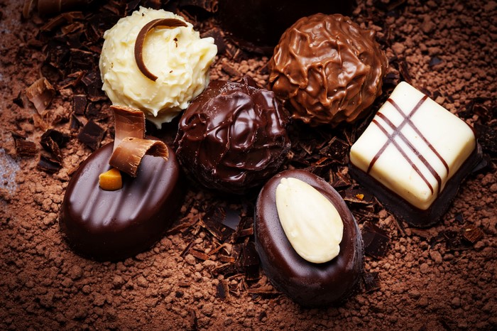 Assortment of Chocolates and Cocoa Powder