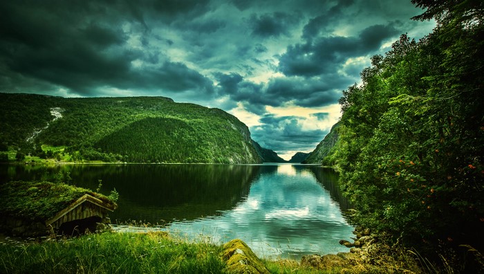 Mountains and Lake Scenery in Rogaland, Norway
