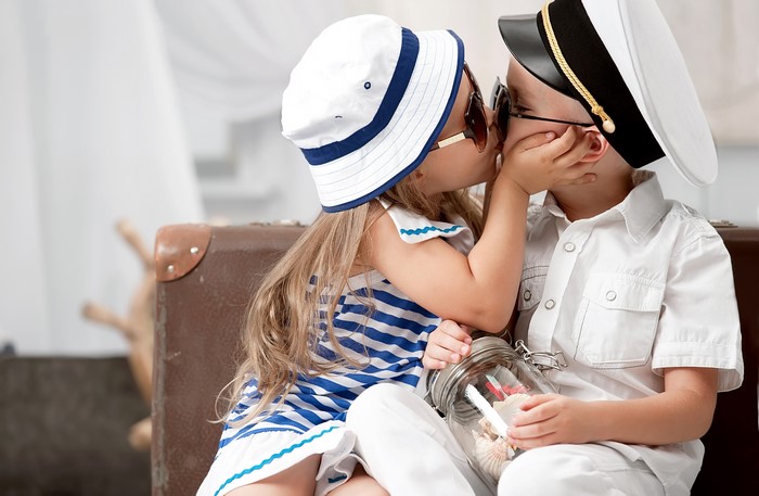 4K Adorable Little Girl and Boy Sharing a Kiss