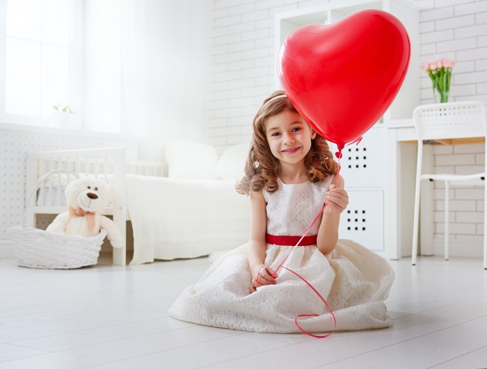 Girl with Red Heart Balloon
