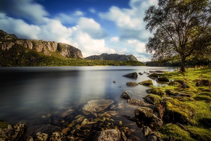 Lake and Mountains in Bjerkreim, Rogaland, Norway