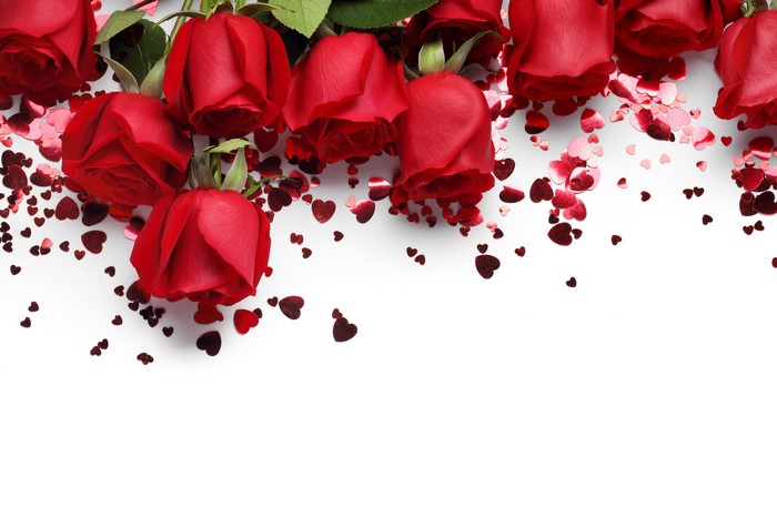 Red Roses and Heart Confetti