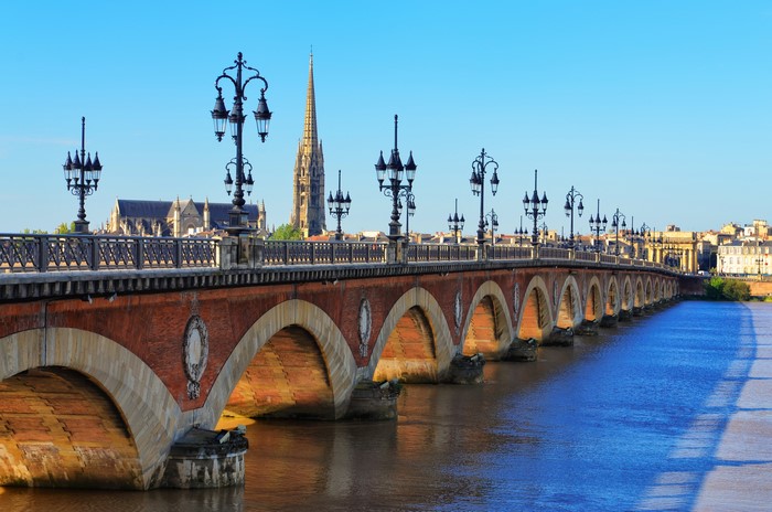 Pont de Pierre bridge in Bordeaux, France