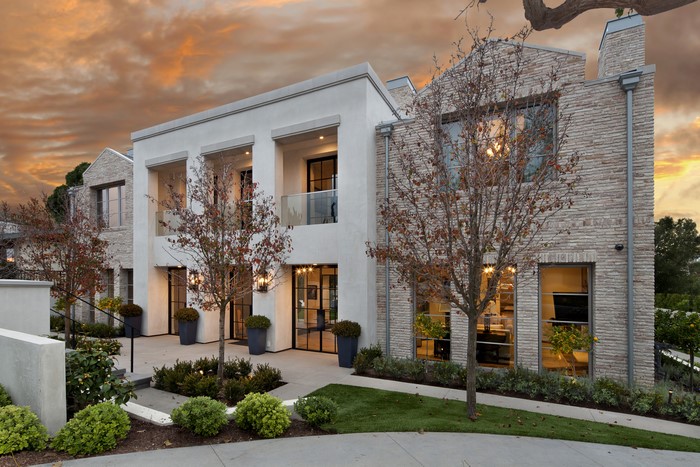 Modern House with Stone and Stucco Exterior in Newport Beach