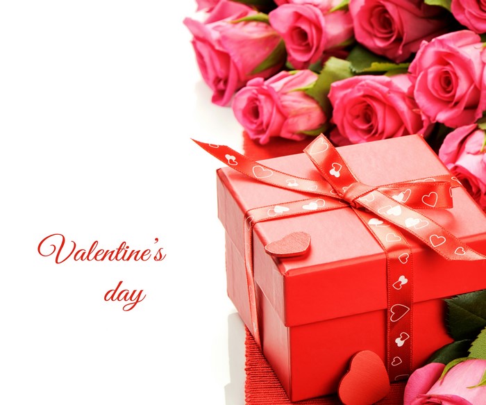 Valentine's Day Gift Box with Pink Roses