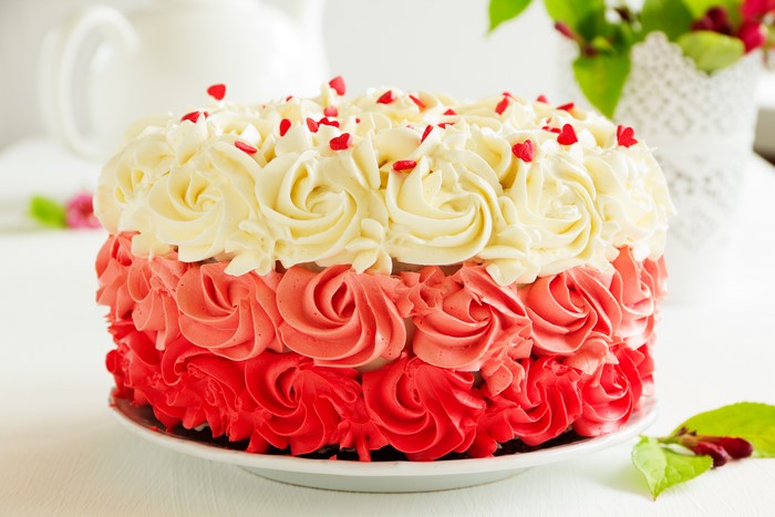 Ombre Rosette Cake with Heart Sprinkles
