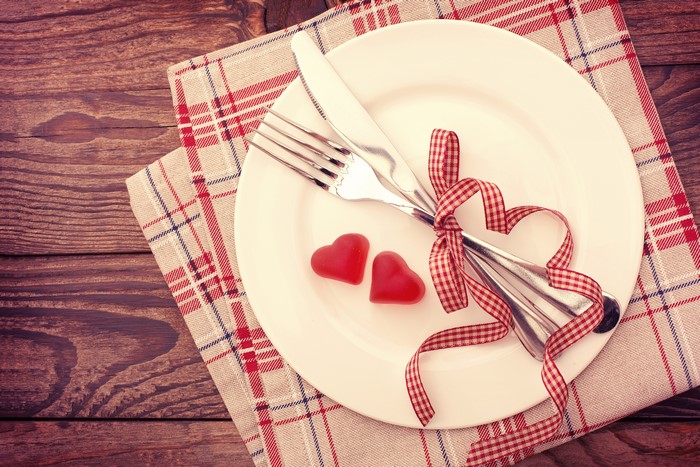 Valentine's Day Table Setting with Hearts