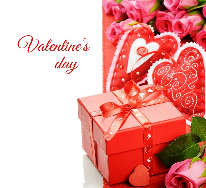 Valentine's Day Gift with Roses and Hearts