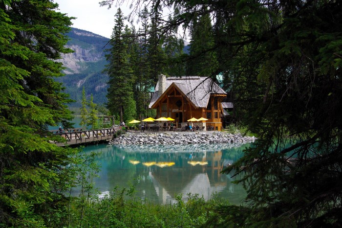 Log cabin restaurant on Emerald Lake, Yoho National Park, Canada