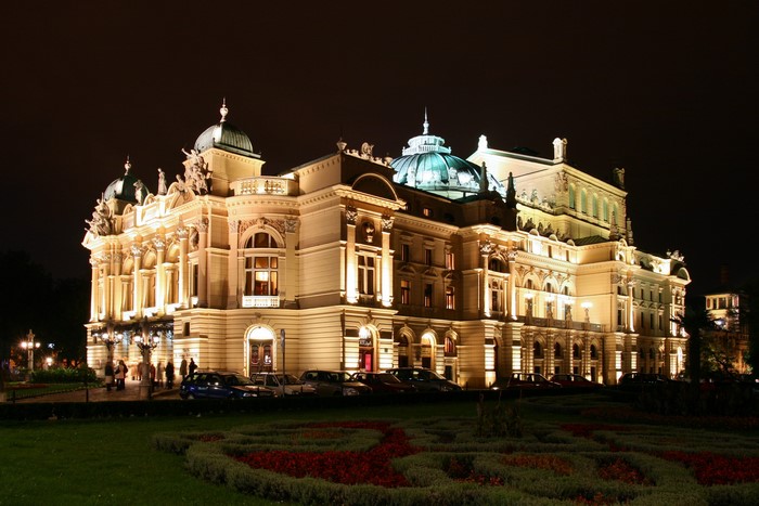 Juliusz Slowacki Theatre in Krakow at Night
