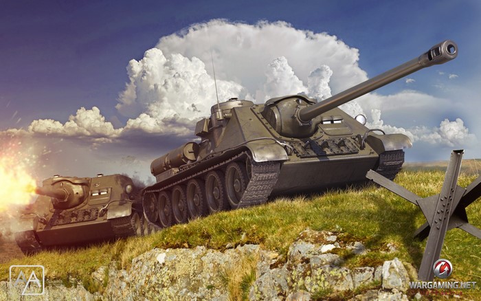 Two SU-85 SPGs in World of Tanks