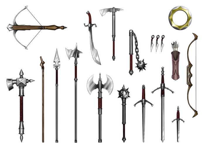 Collection of medieval weapons and armor
