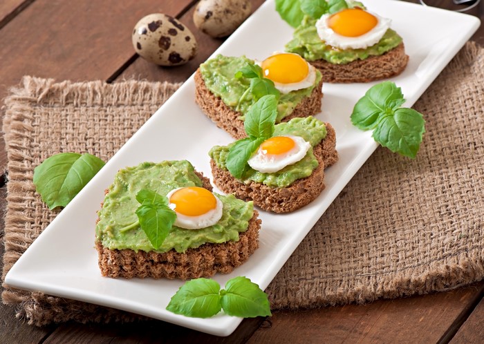Avocado Toast with Quail Eggs and Basil