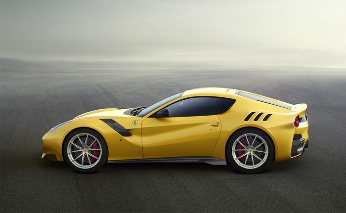 Yellow 2015 Ferrari F12 TDF Berlinetta Side View