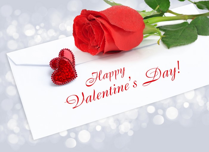 Red Rose on Envelope with Valentine's Day Message