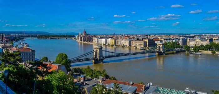 Chain Bridge over the Danube River in Budapest, Hungary