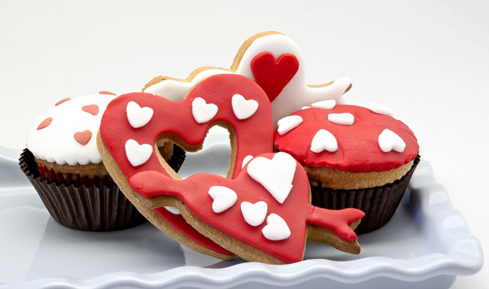 Valentine's Day Heart Cookies and Cupcakes