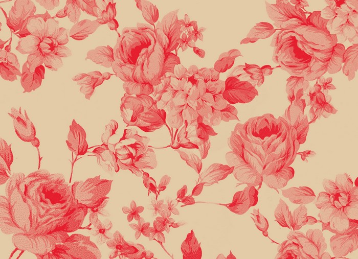 Red floral pattern on beige background