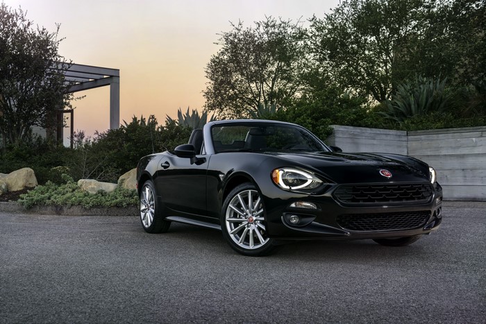 Black Fiat 124 Spider Cabriolet