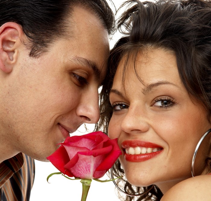 Couple with a red rose