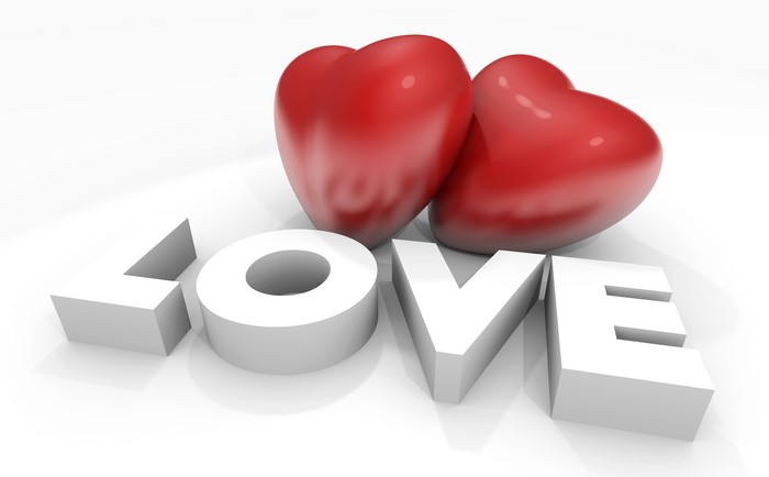 Two Red Hearts and LOVE text