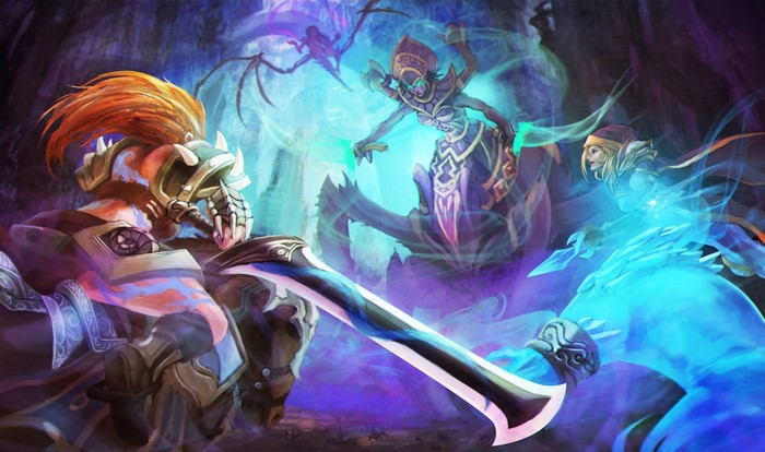 Heroes of the Storm: Sonya, Jaina, and Kerrigan in battle