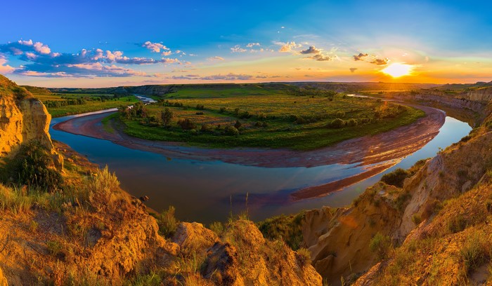 Theodore Roosevelt National Park River at Sunset