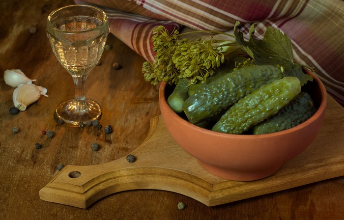 Pickled Cucumbers with Vodka and Garlic