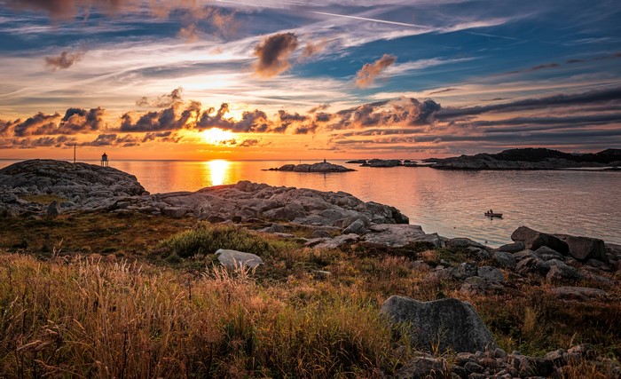 Sunset over the coast of Rogaland, Norway