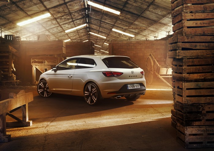 4K Seat Leon SC Cupra in warehouse