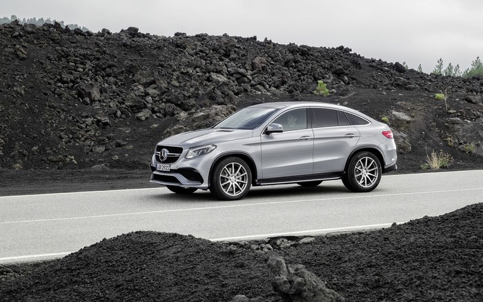 Silver Mercedes-Benz GLE-Class Coupe on a road