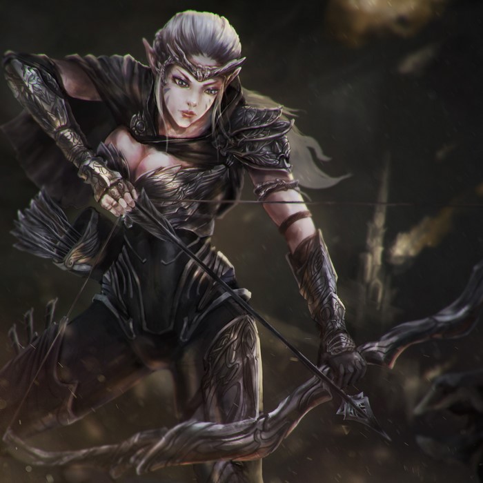 Elf archer with bow and arrows
