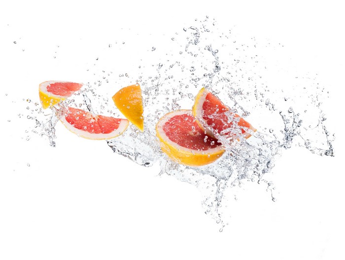 Grapefruit Slices in Water Splash
