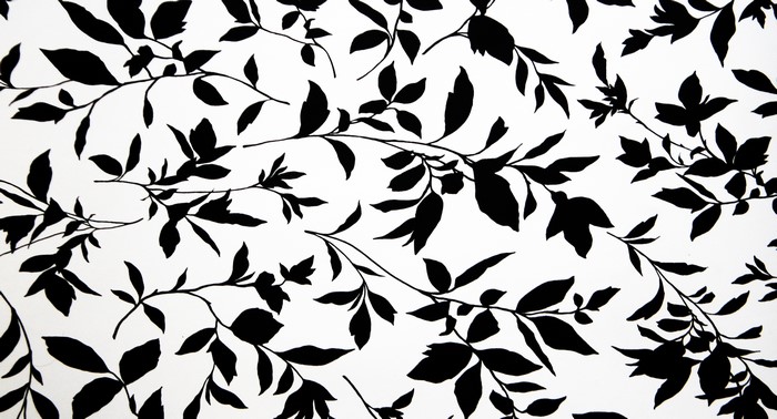 Black floral pattern on white texture