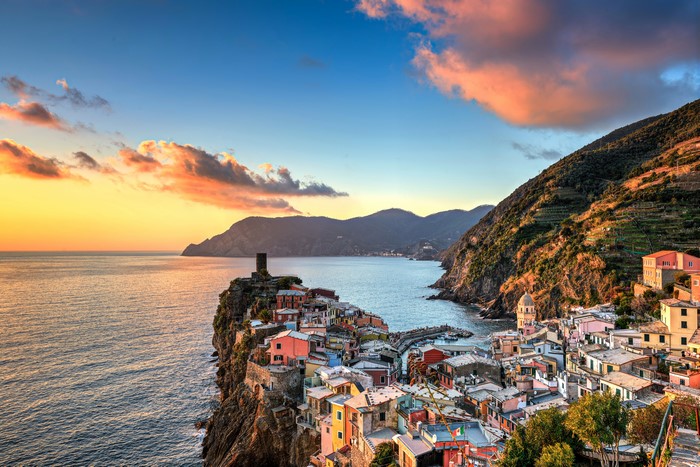 Vernazza, Cinque Terre National Park, Italy at Sunset